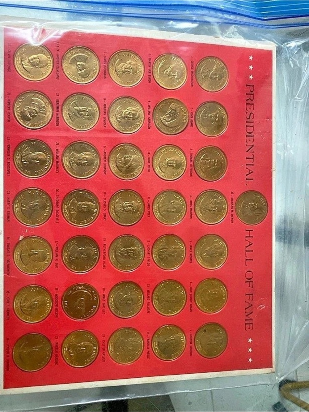 The Franklin Mint Presidential Hall of Fame Token Set Red & Gold